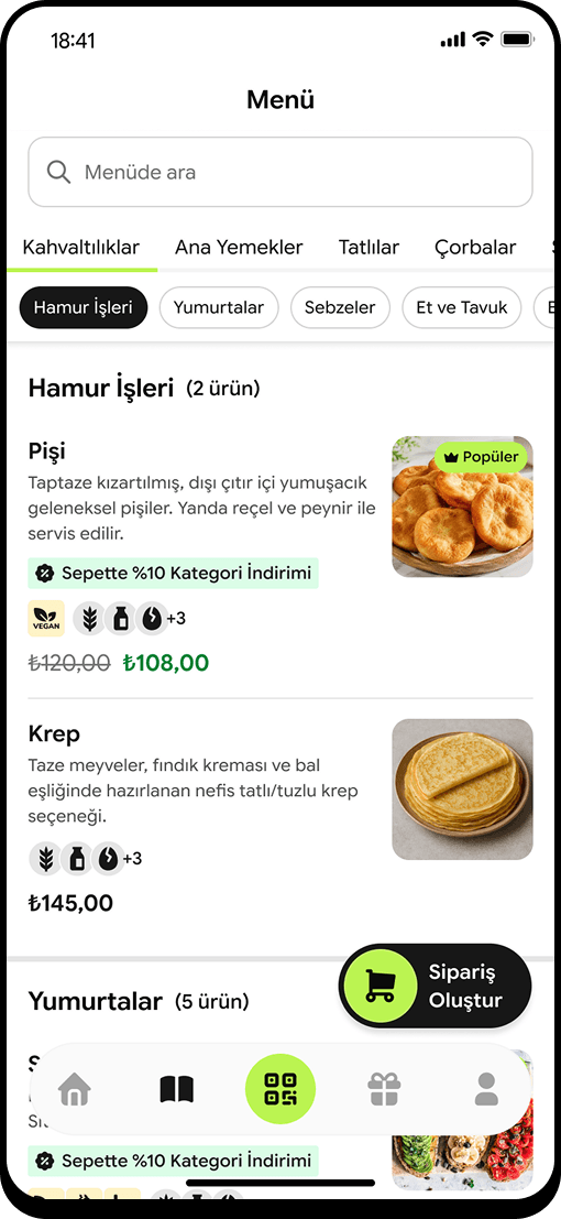 Menü ekranı