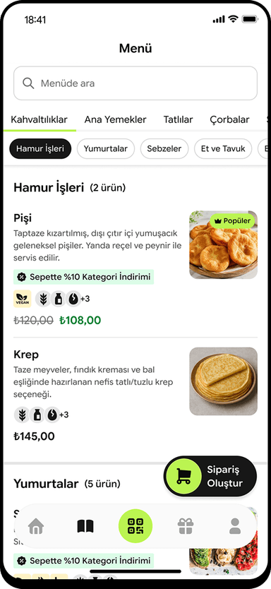 Mobil menü ekranı
